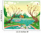 Pond and animals. Funny cartoon and vector illustration Wall Mural