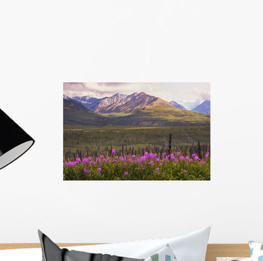 Chugach Mountains with Fireweed Wall Decal