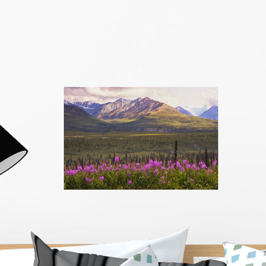 Chugach Mountains with Fireweed Wall Decal
