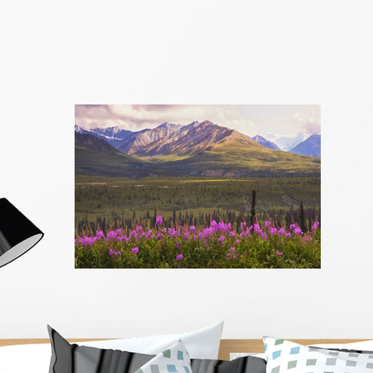 Chugach Mountains with Fireweed Wall Decal