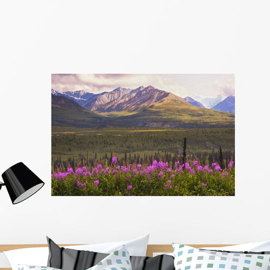 Chugach Mountains with Fireweed Wall Decal