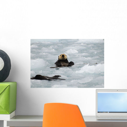 Sea Otters amongst Ice Wall Decal