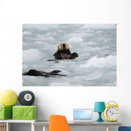 Sea Otters amongst Ice Wall Decal