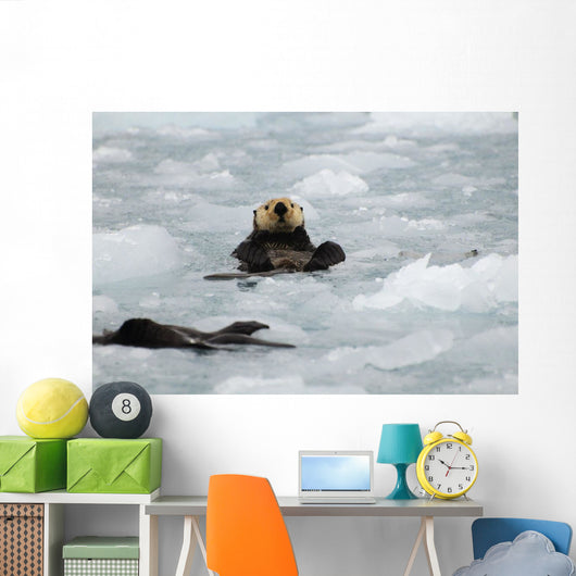 Sea Otters amongst Ice Wall Decal