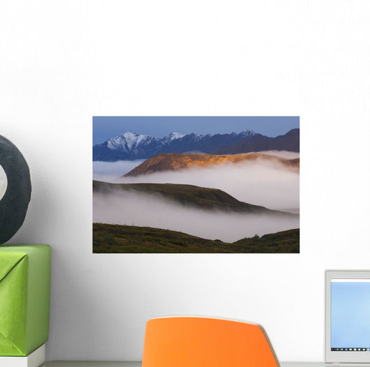 Fog Settles between Mountain Wall Decal