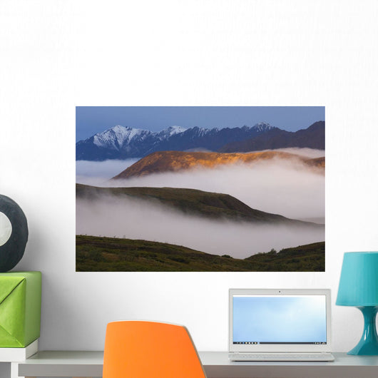 Fog Settles between Mountain Wall Decal