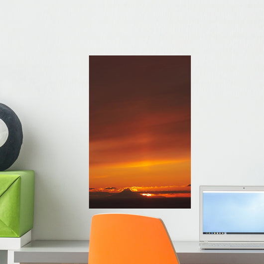 Augustine Volcano Silhouetted Sunset Wall Decal