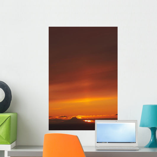 Augustine Volcano Silhouetted Sunset Wall Decal