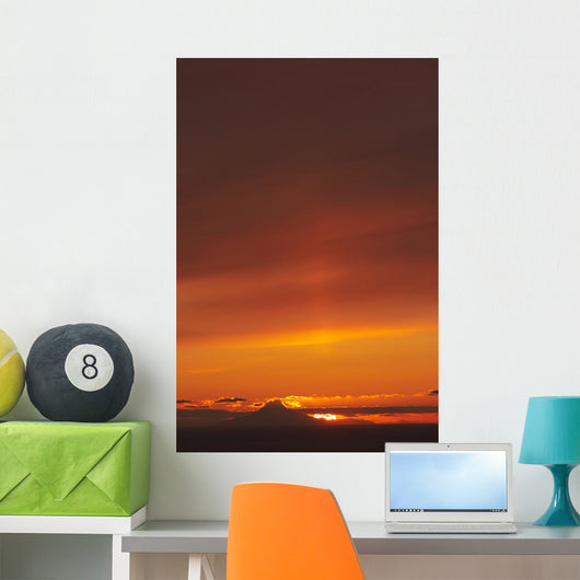Augustine Volcano Silhouetted Sunset Wall Decal