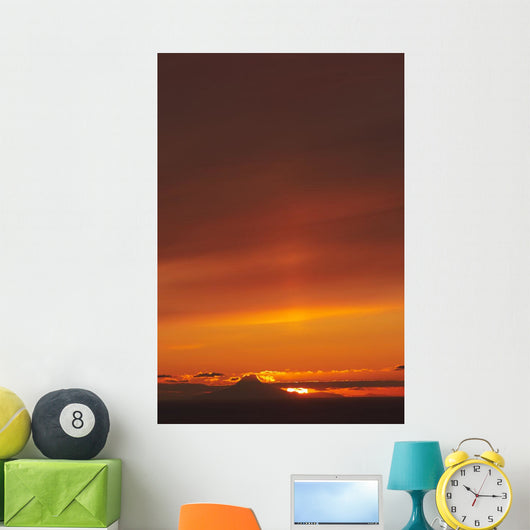 Augustine Volcano Silhouetted Sunset Wall Decal