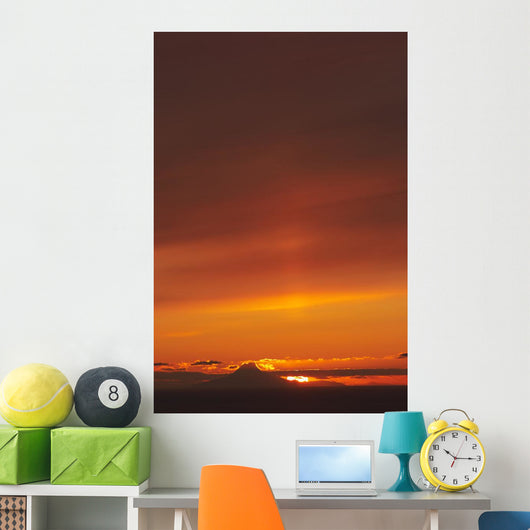 Augustine Volcano Silhouetted Sunset Wall Decal