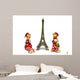 Cats and Eifel Tower Wall Mural