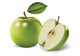 green apples and leaves on a white background Wall Mural