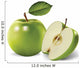 green apples and leaves on a white background Wall Mural
