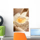 rolling pin with flour and egg for homemade cake or egg pasta Wall Mural