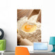 rolling pin with flour and egg for homemade cake or egg pasta Wall Mural