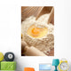 rolling pin with flour and egg for homemade cake or egg pasta Wall Mural