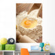 rolling pin with flour and egg for homemade cake or egg pasta Wall Mural