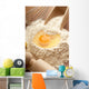 rolling pin with flour and egg for homemade cake or egg pasta Wall Mural