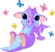 Cute Sitting Baby Dragon Wall Decal