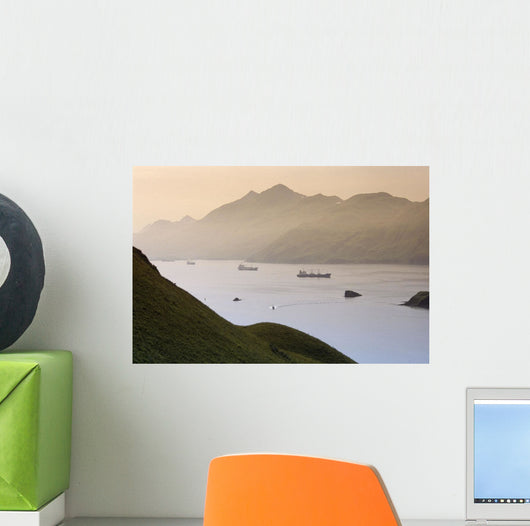 Commercial Ships Anchored Wall Decal