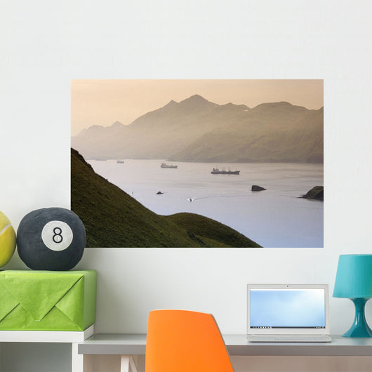 Commercial Ships Anchored Wall Decal