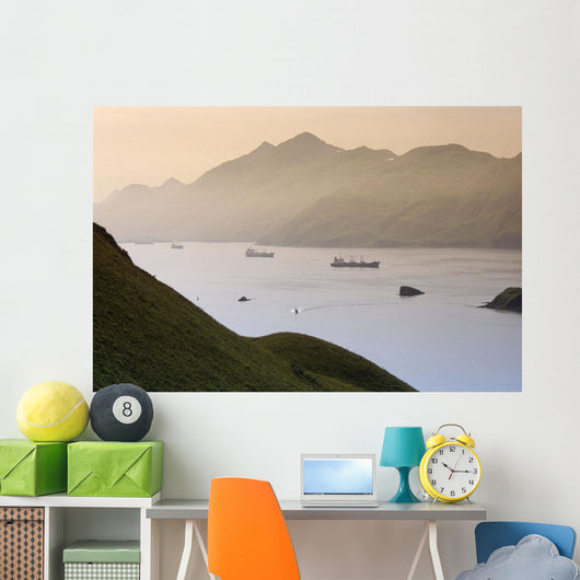 Commercial Ships Anchored Wall Decal