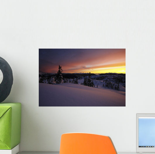 Winter Scenic Sunset with Wall Decal