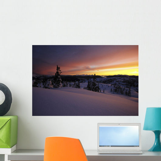 Winter Scenic Sunset with Wall Decal