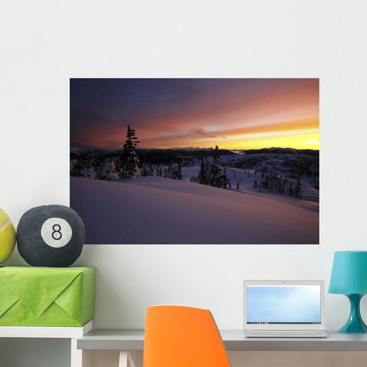 Winter Scenic Sunset with Wall Decal