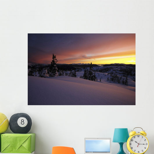 Winter Scenic Sunset with Wall Decal