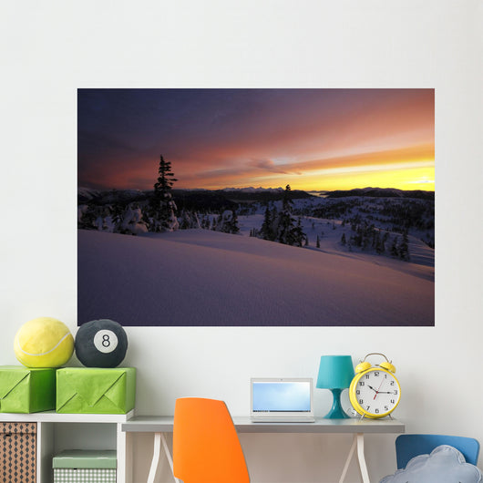 Winter Scenic Sunset with Wall Decal
