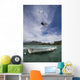 kiter's jump over a boat Wall Mural