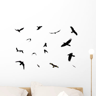 Silhouettes Birds Wall Decal Sticker Set shown on a wall