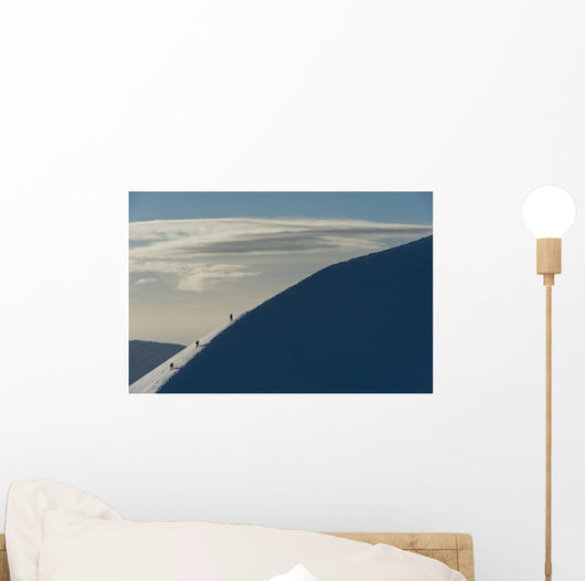 Walkers Climbing Snowy Ridge Wall Decal