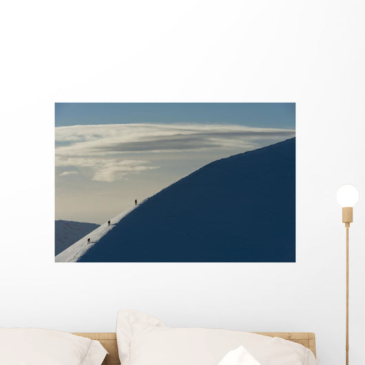 Walkers Climbing Snowy Ridge Wall Decal