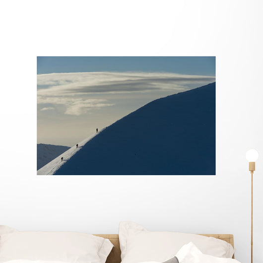 Walkers Climbing Snowy Ridge Wall Decal