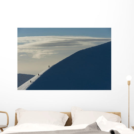 Walkers Climbing Snowy Ridge Wall Decal