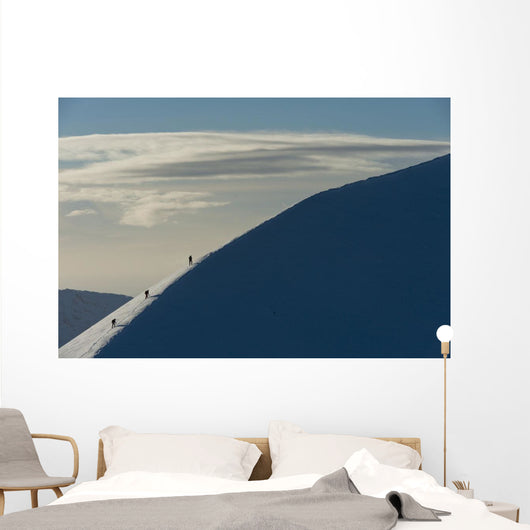 Walkers Climbing Snowy Ridge Wall Decal