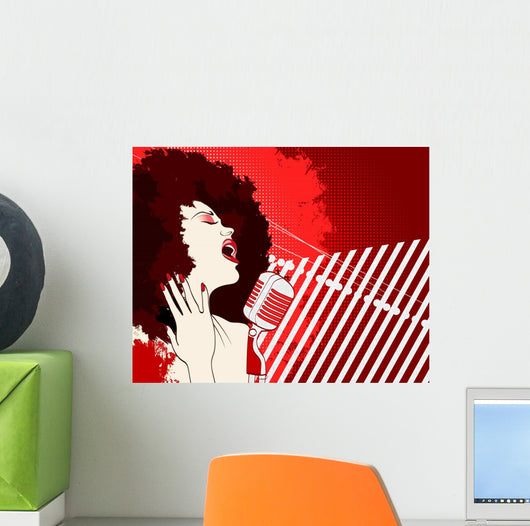 Jazz Singer on Grunge Background Wall Mural
