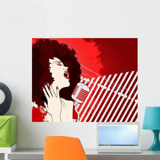 Jazz Singer on Grunge Background Wall Mural