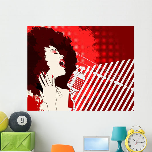Jazz Singer on Grunge Background Wall Mural