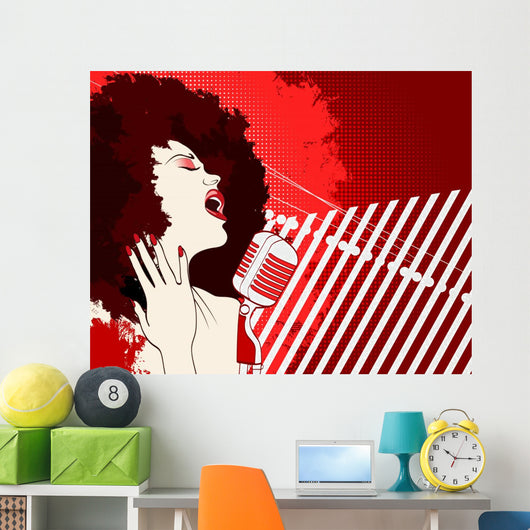 Jazz Singer on Grunge Background Wall Mural