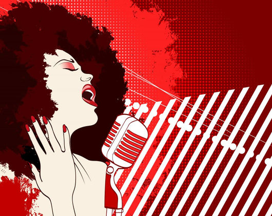 Jazz Singer on Grunge Background Wall Mural