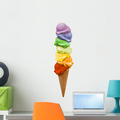 Ice Cream Rainbow Wall Decal shown on a wall