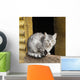 Cat Sits Wooden Beam Wall Decal
