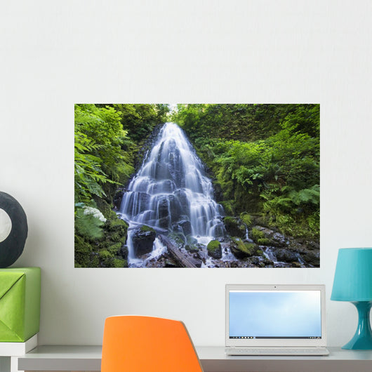 Waterfall with Lush Foliage Wall Decal