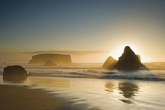 Sunset behind Offshore Rocks Wall Decal