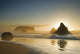 Sunset behind Offshore Rocks Wall Decal