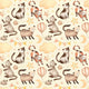 Watercolor Cat Seamless Pattern Wall Decal